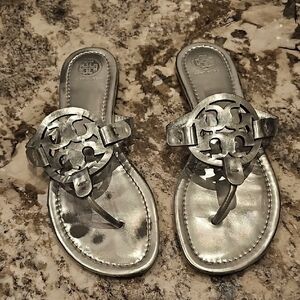 Tory Burch Metallic Silver Sandals